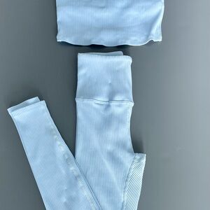 Carbon38 Light Blue Ribbed workout set